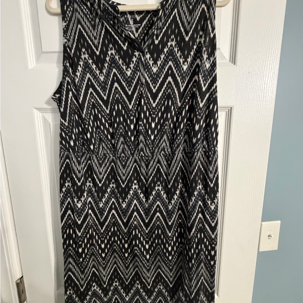 Sonoma Black and White Zigzag Midi Dress